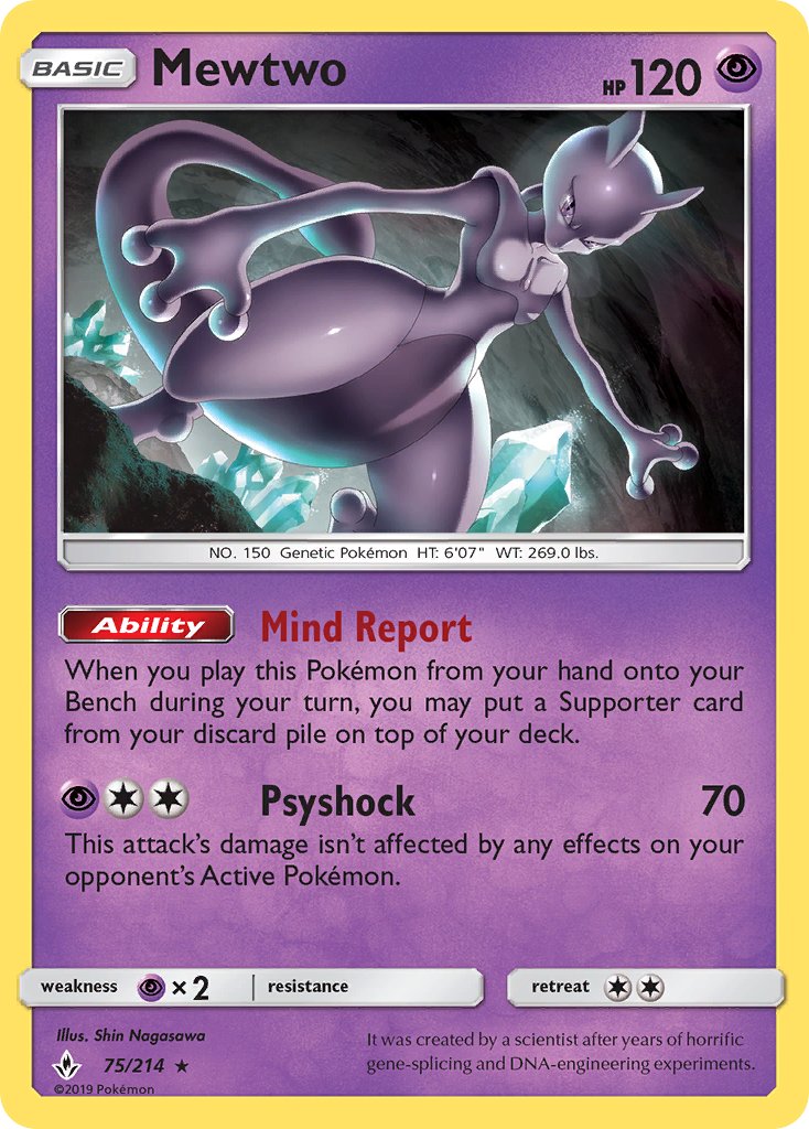 Mewtwo - Unbroken Bonds (Rare) [UNB-75] English / Near Mint / Normal