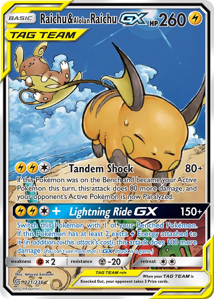 Raichu & Alolan Raichu GX - Unified Minds (Ultra Rare) [UNM-221] English / Near Mint / Normal