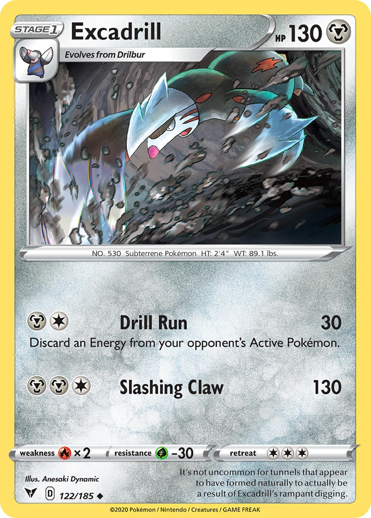 Excadrill⁣ - Vivid Voltage⁣ (Uncommon)⁣ [122] English / Near Mint / Reverse-Holo Normal