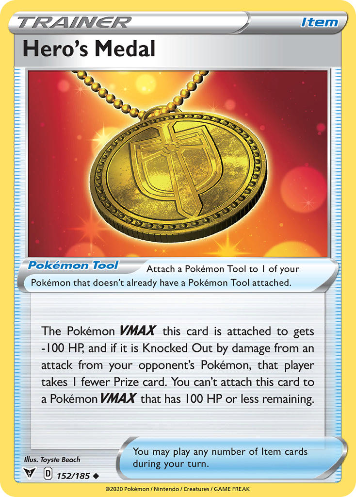 Hero's Medal⁣ - Vivid Voltage⁣ (Uncommon)⁣ [152] English / Near Mint / Reverse-Holo Normal