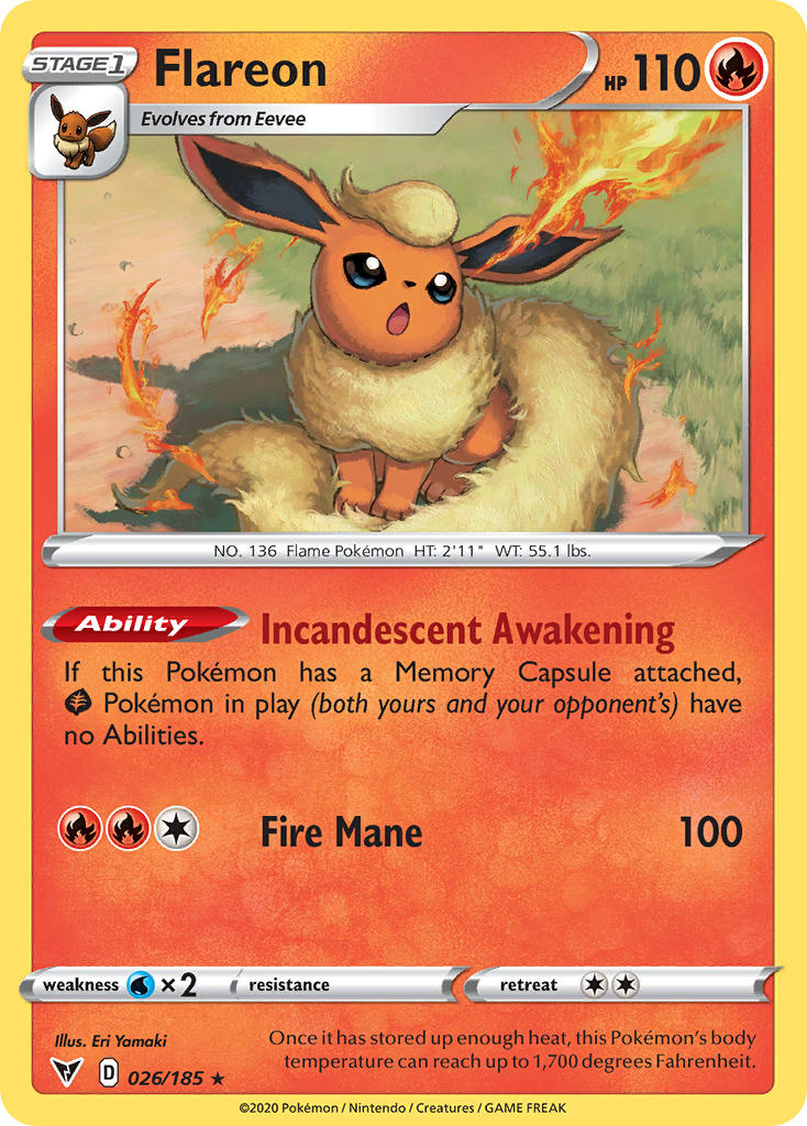 Flareon⁣ - Vivid Voltage⁣ (Rare)⁣ [26] English / Near Mint / Reverse-Holo Normal