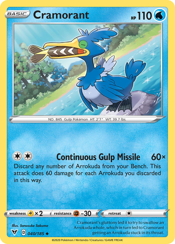 Cramorant⁣ - Vivid Voltage⁣ (Uncommon)⁣ [40] English / Near Mint / Reverse-Holo Normal