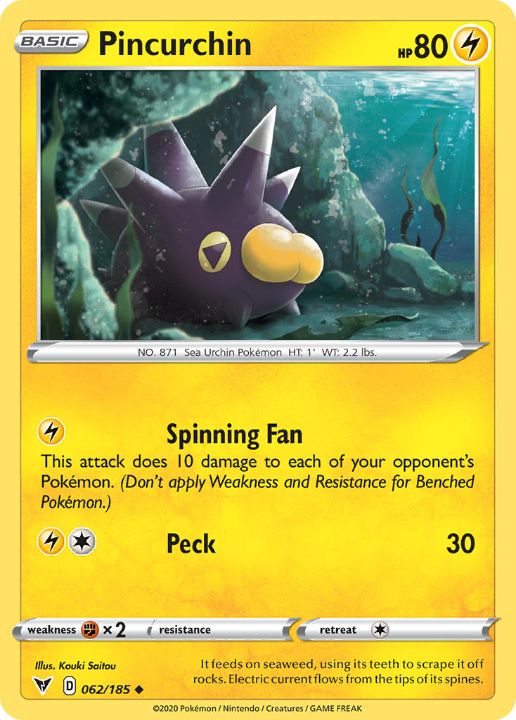 Pincurchin⁣ - Vivid Voltage⁣ (Uncommon)⁣ [62] English / Near Mint / Reverse-Holo Normal