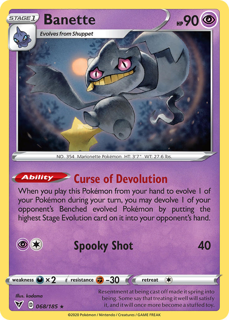 Banette⁣ - Vivid Voltage⁣ (Rare)⁣ [68] English / Near Mint / Reverse-Holo Normal