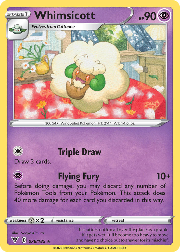 Whimsicott⁣ - Vivid Voltage⁣ (Rare)⁣ [76] English / Near Mint / Reverse-Holo Normal