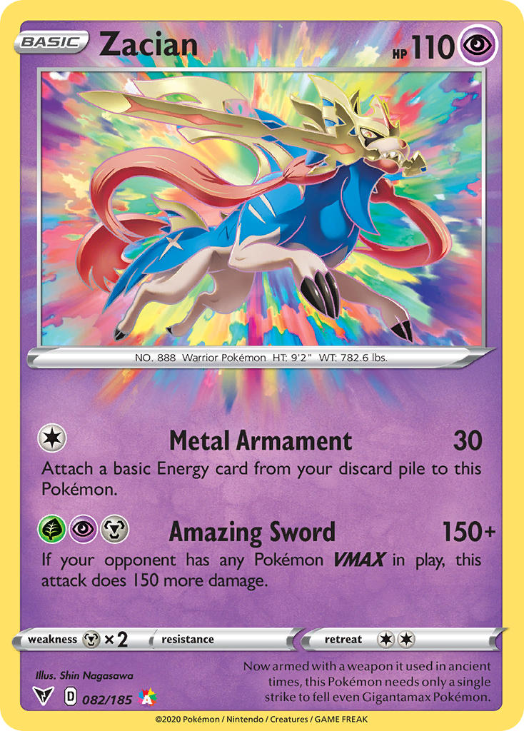 Zacian⁣ - Vivid Voltage⁣ (Amazing Rare)⁣ [82] English / Light Played / Normal