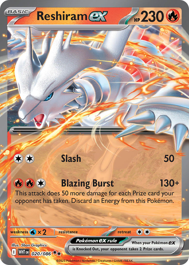 Reshiram ex⁣ - White Flare⁣ (Double Rare)⁣ [020] English / Near Mint / Normal