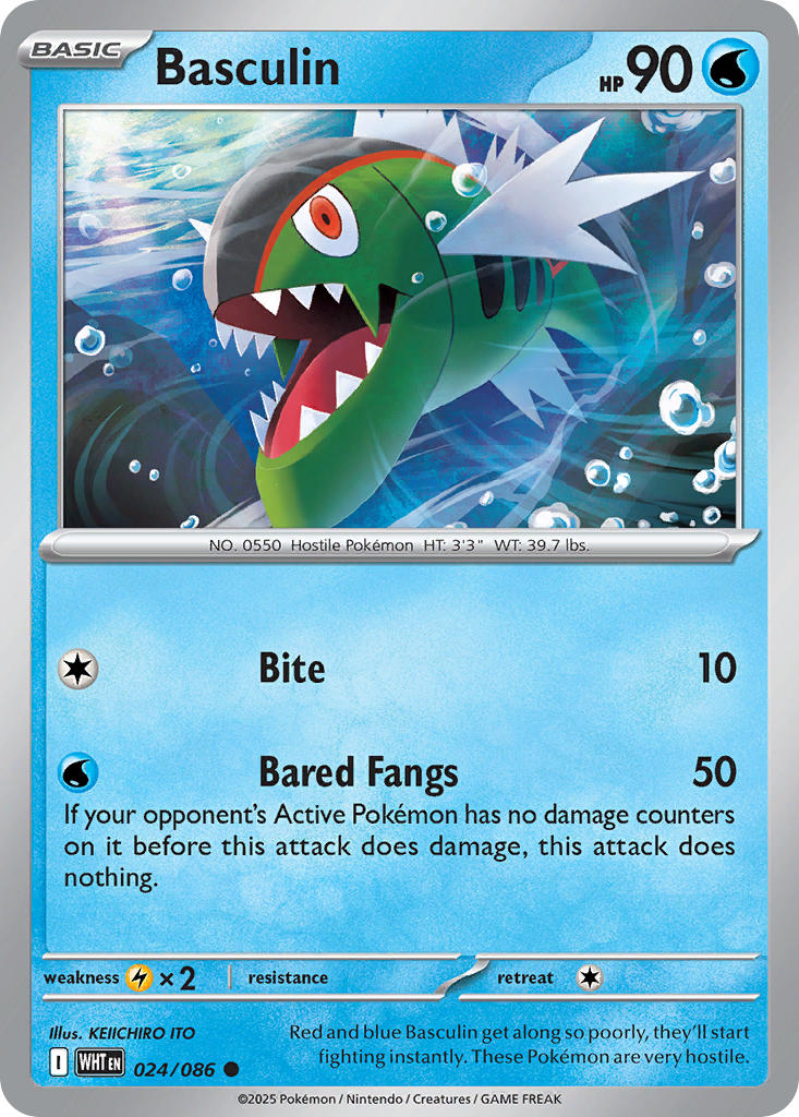 Basculin⁣ - White Flare⁣ (Common)⁣ [024] English / Near Mint / Reverse-Holo Normal