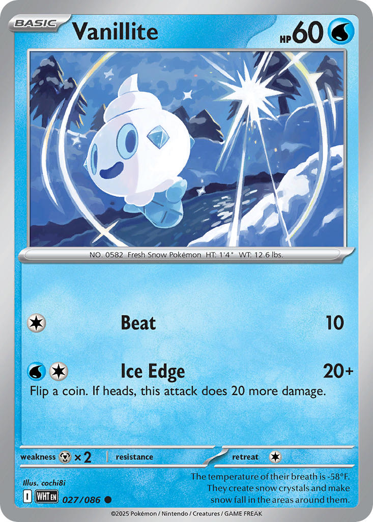 Vanillite⁣ - White Flare⁣ (Common)⁣ [027] English / Near Mint / Reverse-Holo Normal