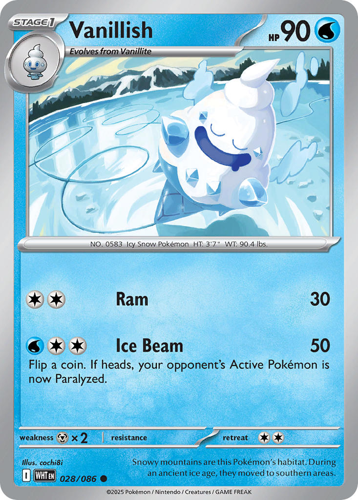Vanillish⁣ - White Flare⁣ (Common)⁣ [028] English / Near Mint / Reverse-Holo Normal