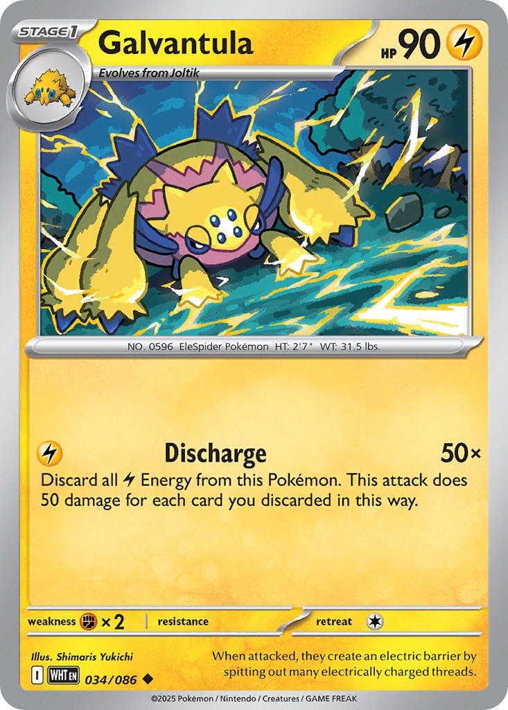 Galvantula⁣ - White Flare⁣ (Uncommon)⁣ [034] English / Near Mint / Reverse-Holo Normal