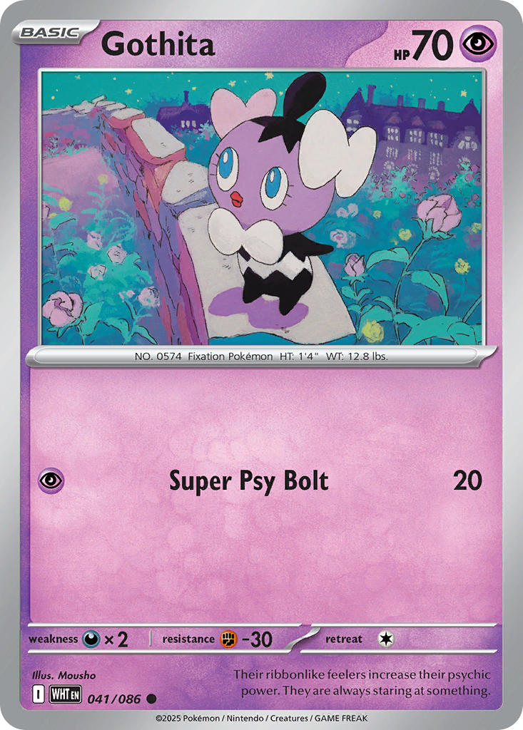 Gothita⁣ - White Flare⁣ (Common)⁣ [041] English / Near Mint / Reverse-Holo Normal