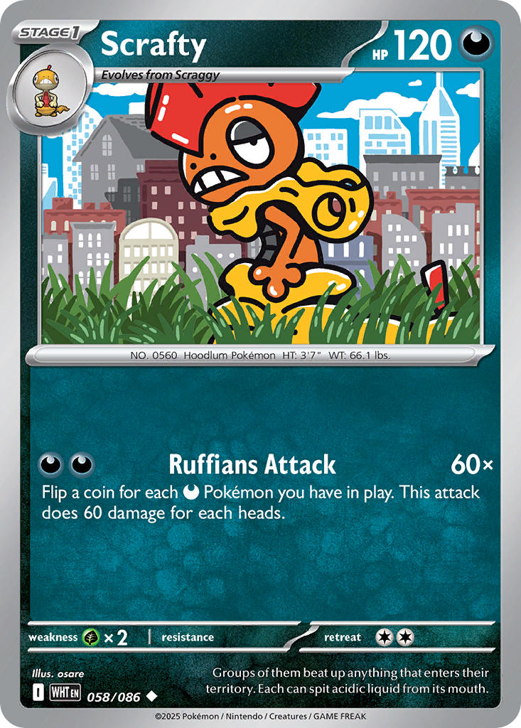 Scrafty⁣ - White Flare⁣ (Uncommon)⁣ [058] English / Near Mint / Normal