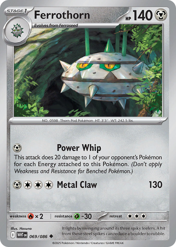 Ferrothorn⁣ - White Flare⁣ (Uncommon)⁣ [069] English / Near Mint / Normal