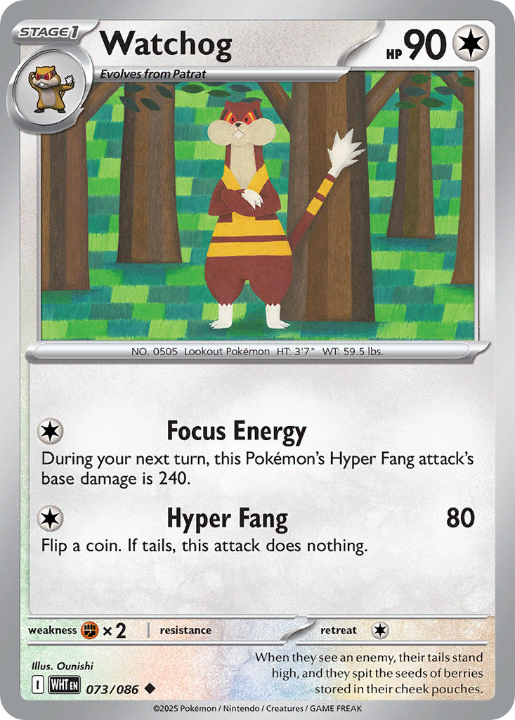 Watchog⁣ - White Flare⁣ (Uncommon)⁣ [073] English / Near Mint / Normal