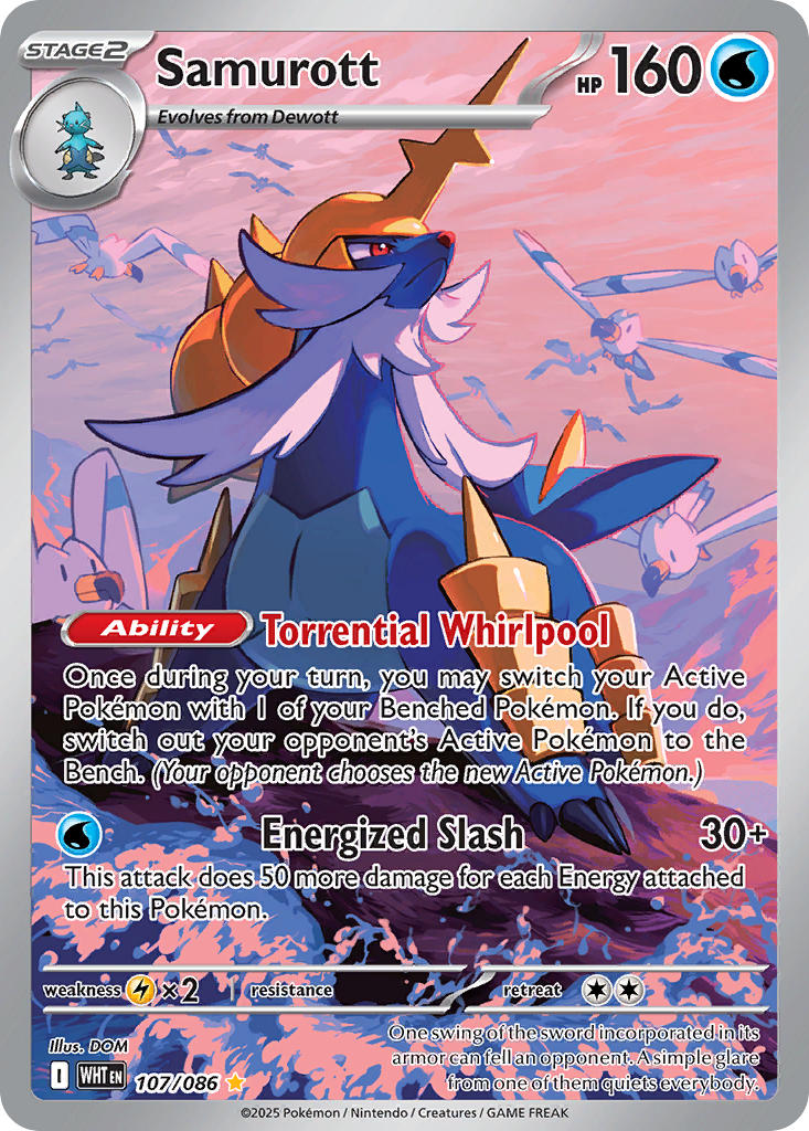 Samurott⁣ - White Flare⁣ (Illustration Rare)⁣ [107] English / Near Mint / Normal