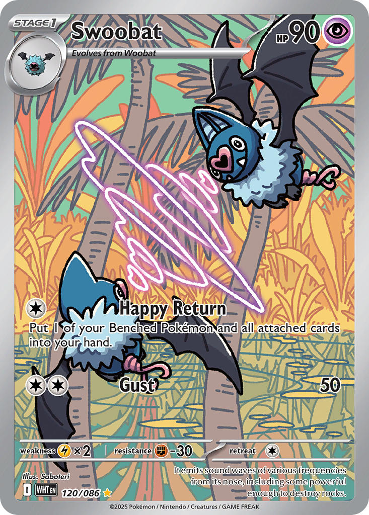 Swoobat⁣ - White Flare⁣ (Illustration Rare)⁣ [120] English / Near Mint / Normal
