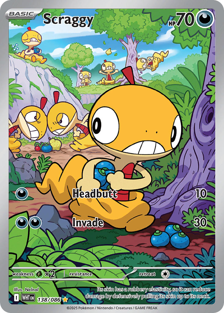 Scraggy⁣ - White Flare⁣ (Illustration Rare)⁣ [138] English / Near Mint / Normal