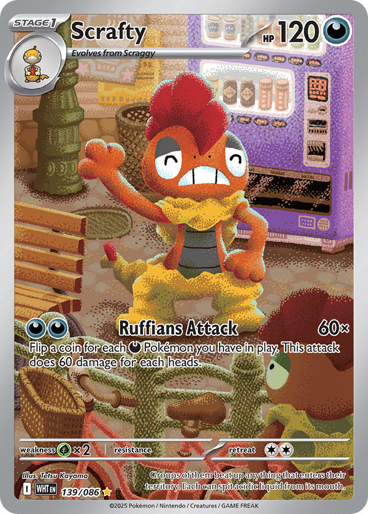 Scrafty⁣ - White Flare⁣ (Illustration Rare)⁣ [139] English / Near Mint / Normal