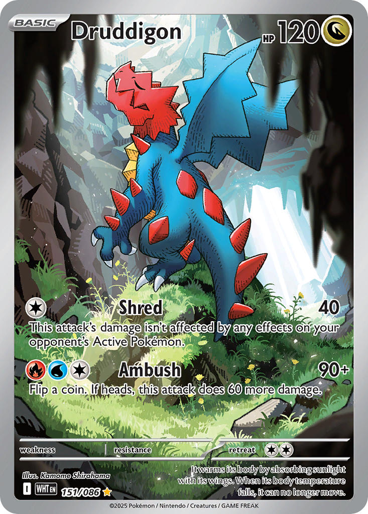 Druddigon⁣ - White Flare⁣ (Illustration Rare)⁣ [151] English / Near Mint / Normal