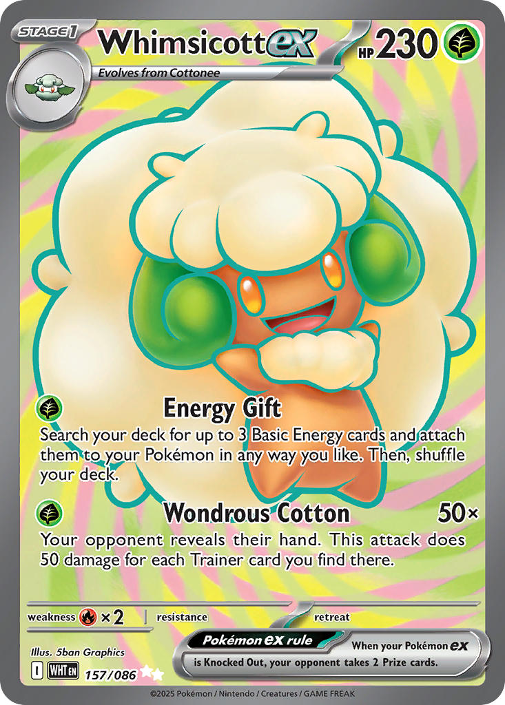 Whimsicott ex⁣ - White Flare⁣ (Ultra Rare)⁣ [157] English / Near Mint / Normal