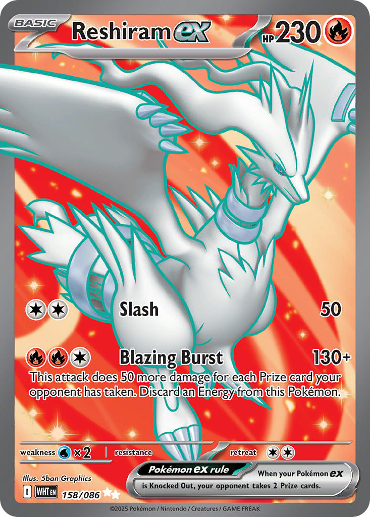 Reshiram ex⁣ - White Flare⁣ (Ultra Rare)⁣ [158] English / Near Mint / Normal