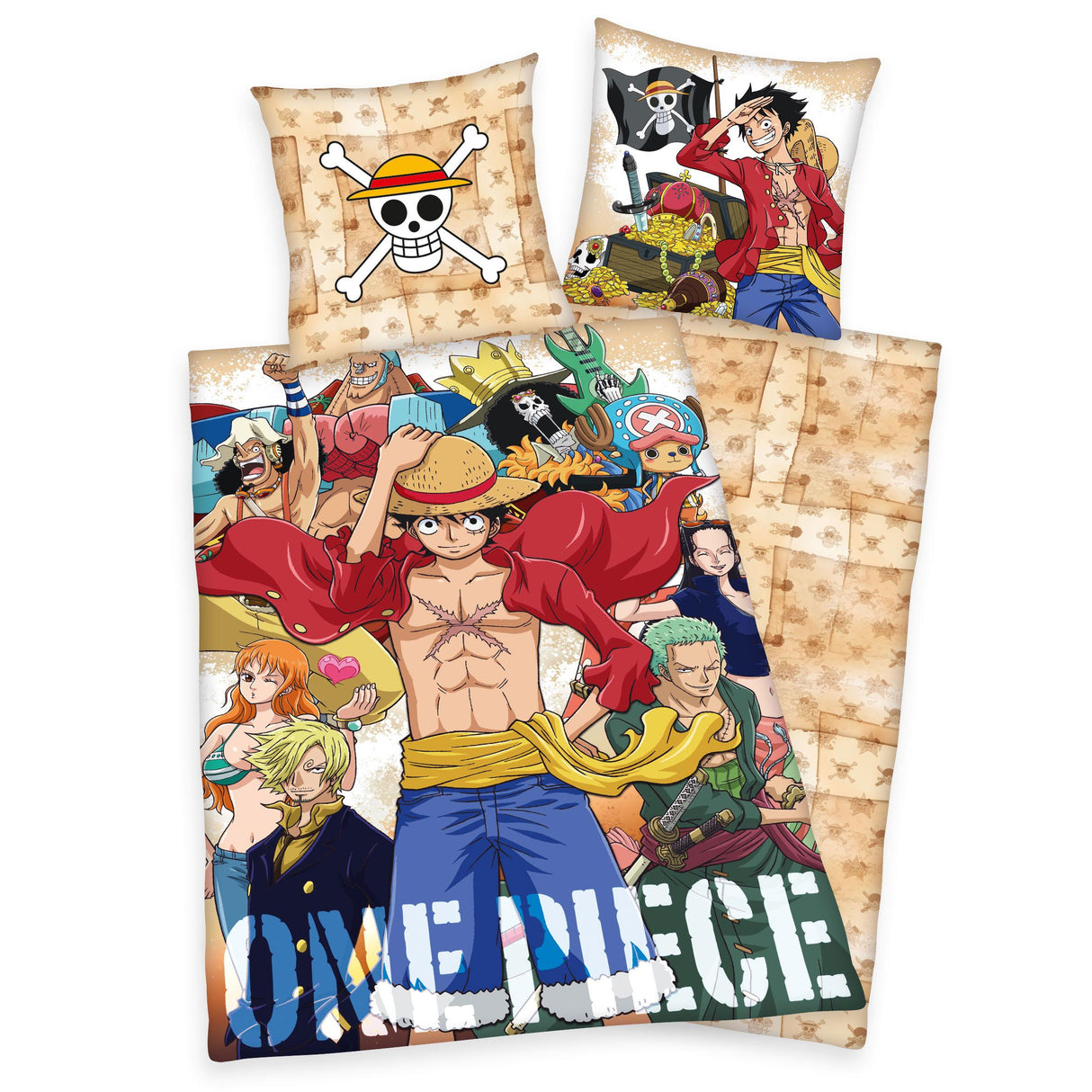 One Piece Sengetøj: Straw Hat Crew - 135 x 200 cm / 80 x 80 cm