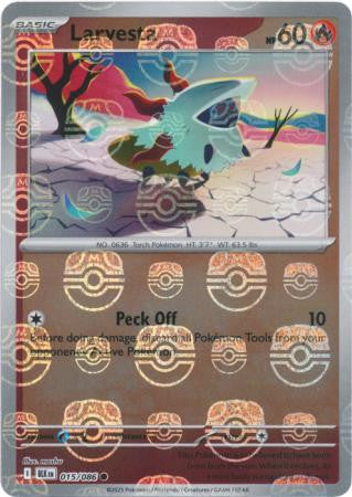 Larvesta⁣ - Black Bolt: Master Ball Foil (Common)⁣ [015] English / Near Mint / Reverse-Holo Normal