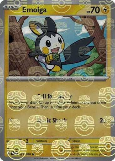 Emolga⁣ - Black Bolt: Master Ball Foil (Common)⁣ [029] English / Near Mint / Reverse-Holo Normal