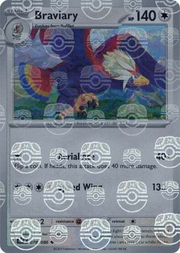 Braviary⁣ - Black Bolt: Master Ball Foil (Uncommon)⁣ [078] English / Near Mint / Reverse-Holo Normal