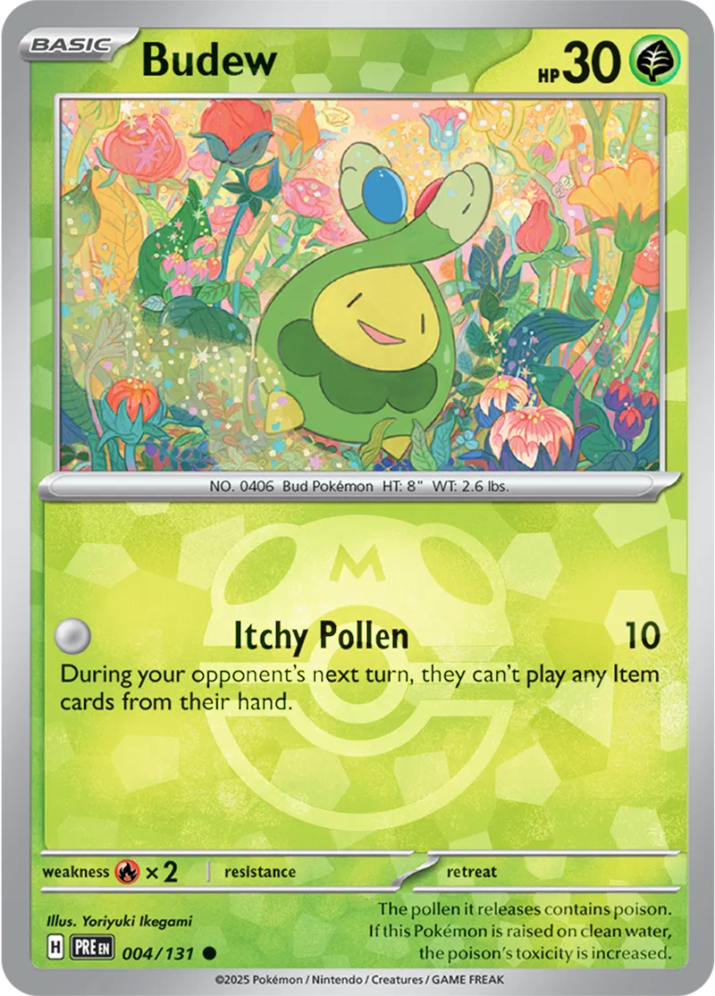 Budew - Prismatic Evolutions: Master Ball Foil (Common) [004] Kortspil