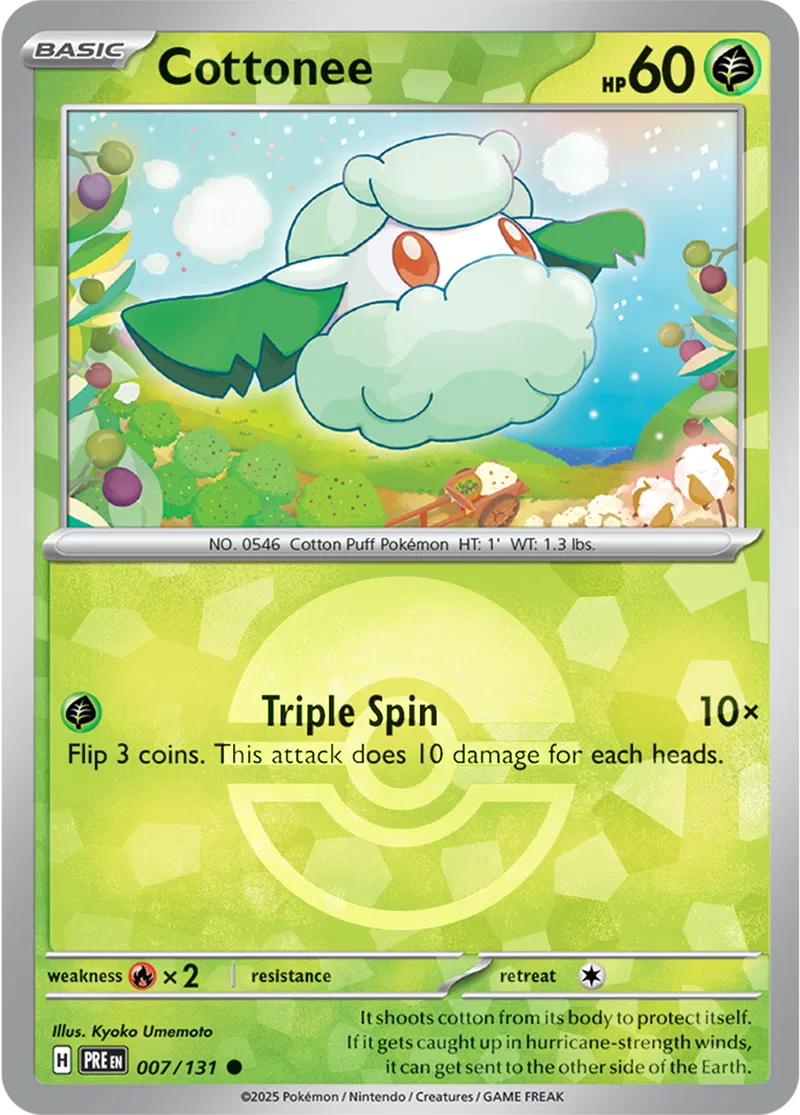 Cottonee - Prismatic Evolutions: Poké Ball Foil (Common) [007] Kortspil