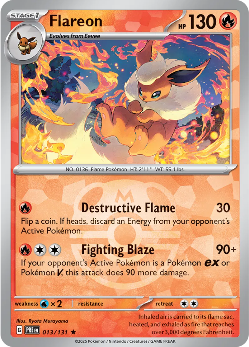 Flareon - Prismatic Evolutions: Master Ball Foil (Rare) [013] Kortspil