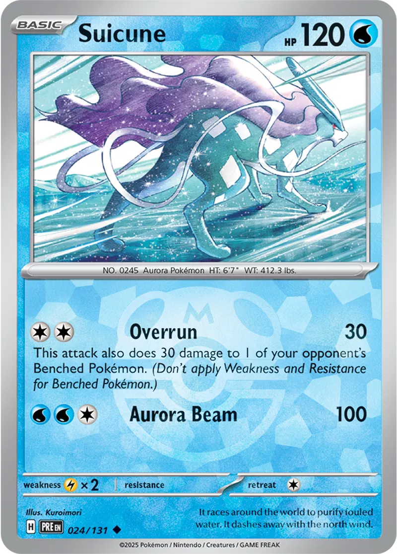 Suicune - Prismatic Evolutions: Master Ball Foil (Uncommon) [024] Kortspil