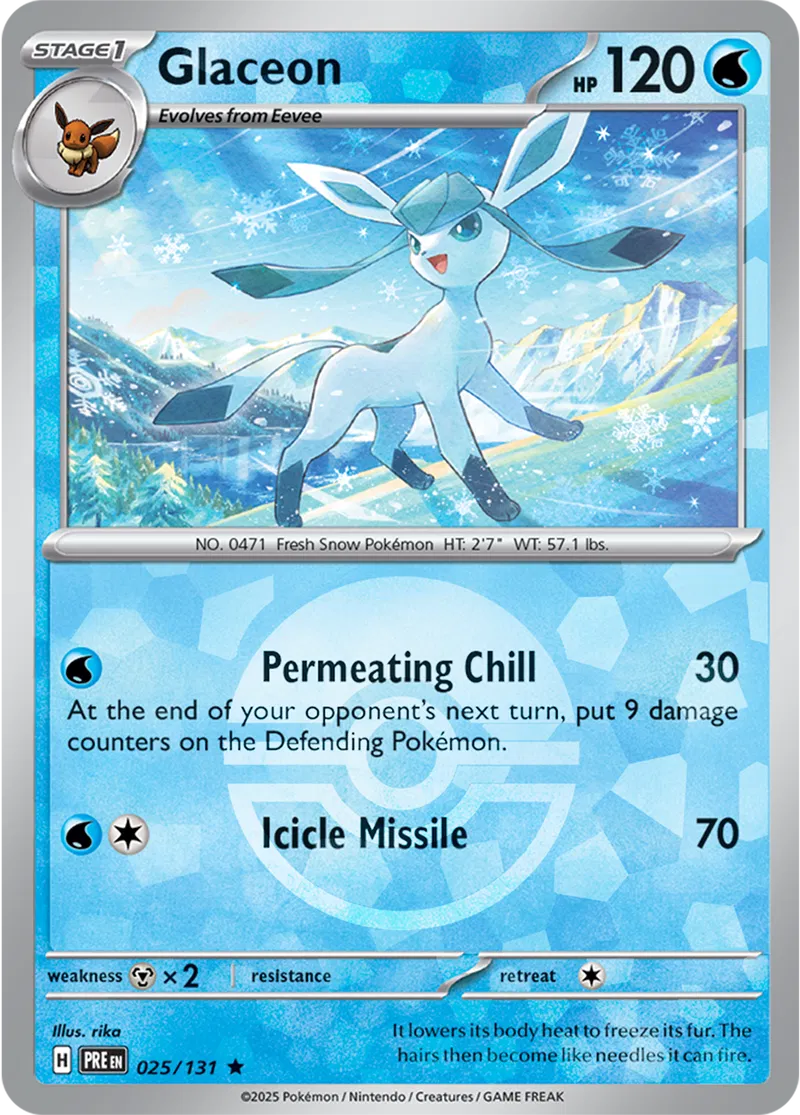 Glaceon - Prismatic Evolutions: Poké Ball Foil (Rare) [025] Kortspil