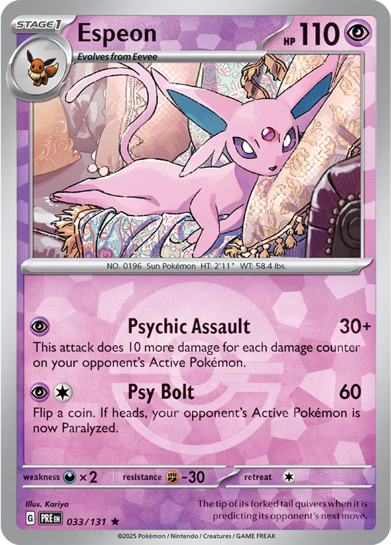 Espeon - Prismatic Evolutions: Poké Ball Foil (Rare) [033] Kortspil