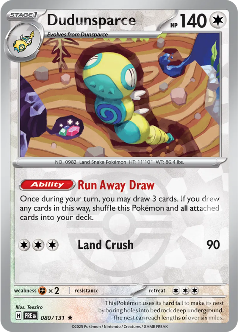 Dudunsparce - Prismatic Evolutions: Master Ball Foil (Rare) [080] Kortspil