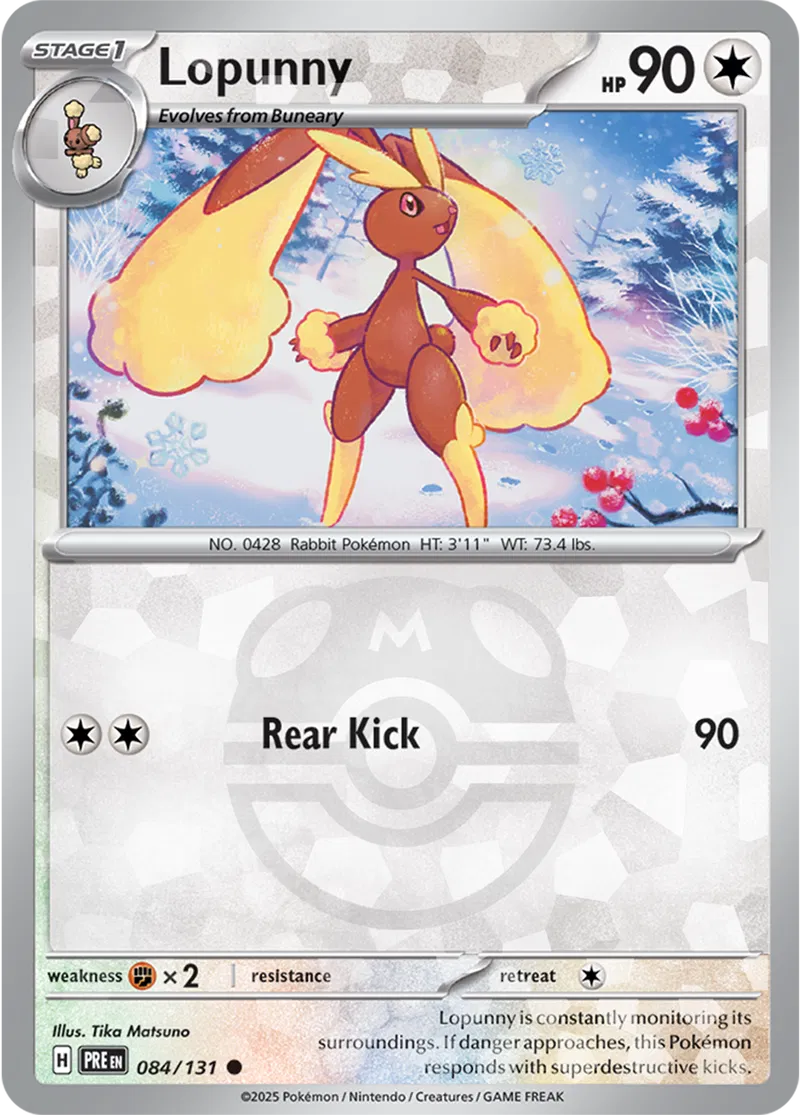 Lopunny - Prismatic Evolutions: Master Ball Foil (Common) [084] Kortspil