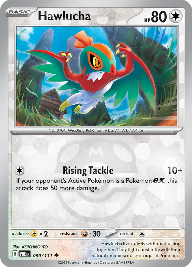 Hawlucha - Prismatic Evolutions: Master Ball Foil (Uncommon) [089] Kortspil