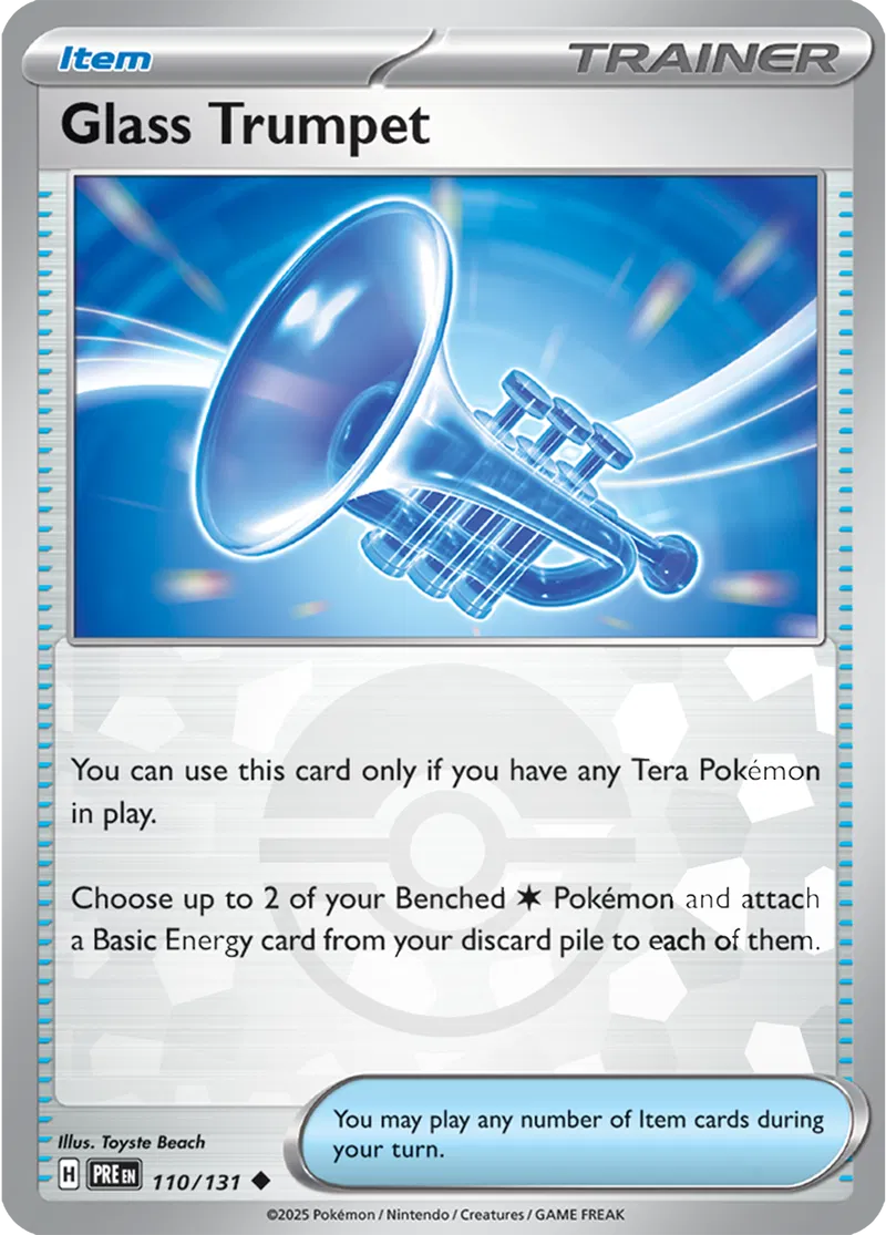 Glass Trumpet - Prismatic Evolutions: Poké Ball Foil (Uncommon) [110] Kortspil