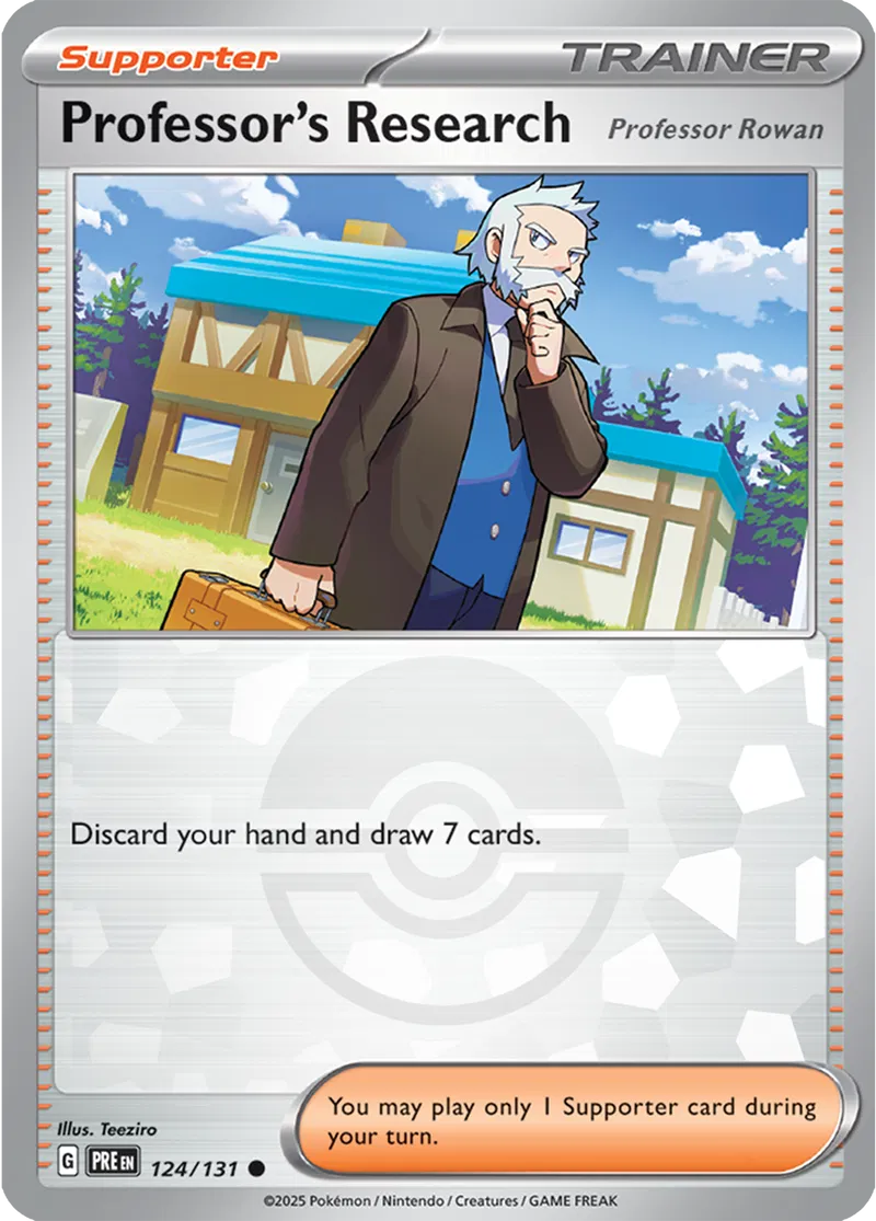 Professor's Research - Professor Rowan - Prismatic Evolutions: Poké Ball Foil (Common) [124] Kortspil
