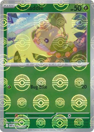 Sewaddle⁣ - White Flare: Poké Ball Foil⁣ (Common)⁣ [001] English / Near Mint / Reverse-Holo Normal