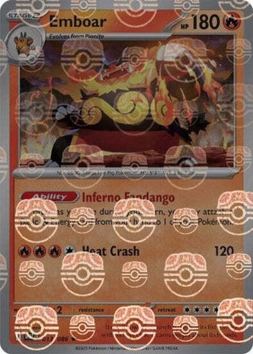 Emboar⁣ - White Flare: Additionals⁣ (Rare)⁣ [013] English / Near Mint / Reverse-Holo Normal