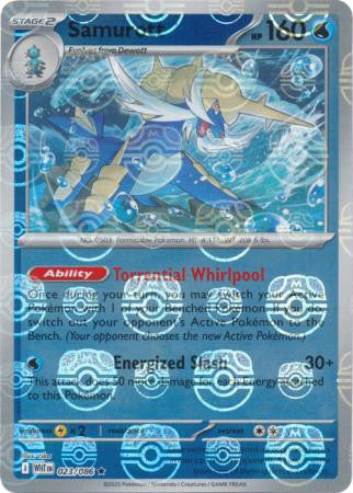 Samurott⁣ - White Flare: Additionals⁣ (Rare)⁣ [023] English / Near Mint / Reverse-Holo Normal