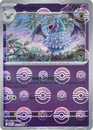 Swoobat⁣ - White Flare: Poké Ball Foil⁣ (Uncommon)⁣ [037] English / Near Mint / Reverse-Holo Normal