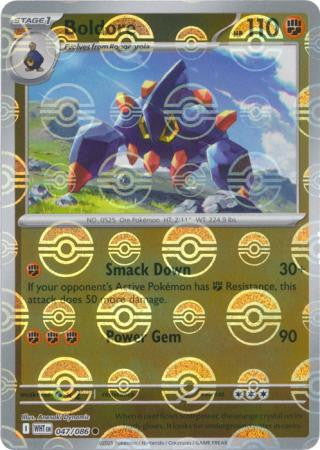 Boldore⁣ - White Flare: Poké Ball Foil⁣ (Common)⁣ [047] English / Near Mint / Reverse-Holo Normal