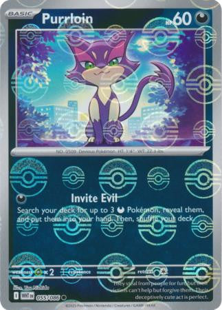 Purrloin⁣ - White Flare: Poké Ball Foil⁣ (Common)⁣ [055] English / Near Mint / Reverse-Holo Normal