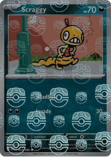 Scraggy⁣ - White Flare: Additionals⁣ (Common)⁣ [057] English / Near Mint / Reverse-Holo Normal