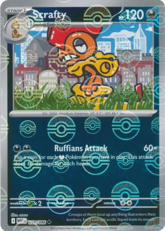 Scrafty⁣ - White Flare: Poké Ball Foil⁣ (Uncommon)⁣ [058] English / Near Mint / Reverse-Holo Normal