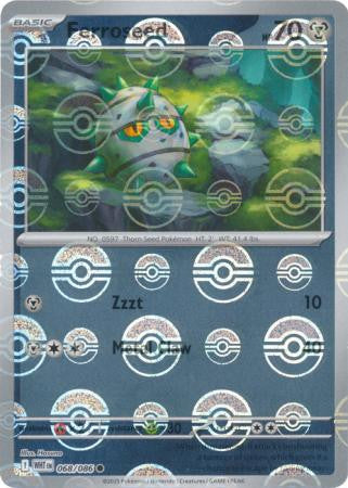 Ferroseed⁣ - White Flare: Poké Ball Foil⁣ (Common)⁣ [068] English / Near Mint / Reverse-Holo Normal